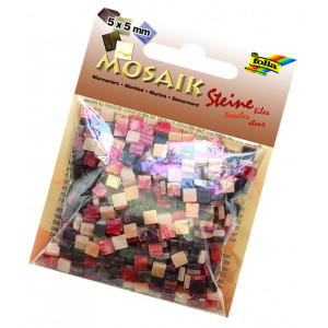 Mozaikové kamínky "Mramor" - 5 x 5 mm, 700 ks, 45 g - červená, XX