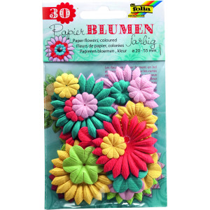 Květiny z papíru - 30 kusů - barevné 