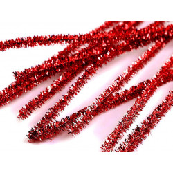 Chlupaté modelovací lurexové drátky Ø6 mm délka 30 cm červená jahoda 20ks