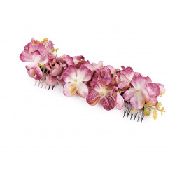 Tvarovací ozdoba do vlasů s hřebínky a květinami fialová světlá 1ks