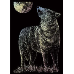 Seškrabovací obrázek - mini - Hologramický - Osamělý vlk 18x14 cm