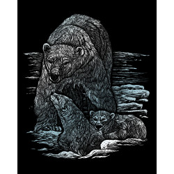 ROYAL and LANGNICKEL Stříbrný vyškrabovací obrázek - Lední medvědi 25x20cm