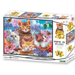 PRIME 3D Puzzle Koťata v zahradě 3D 63 dílků