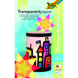 Transparent papír - 10 listů v 10 barvách - 42 g/m2 - 18,5 x 29,7 cm