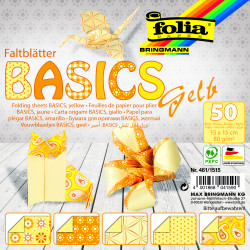 Origami papír Basics žlutý 80g/m2 15x15cm