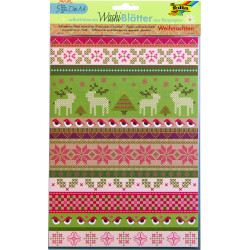Washi Tape - rýžové listy  A4 - 5 samolepících listů v 5ti motivech - Vánoce