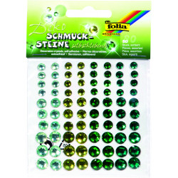 Ozdobné kamínky samolepící - 80 ks - odstíny zelené