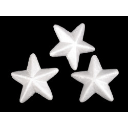 Hvězda 3D Ø8,5 cm polystyren bílá 3ks