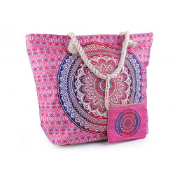 Letní / plážová taška mandala, paisley s taštičkou 39x50 cm pink 1ks