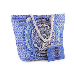 Letní / plážová taška mandala, paisley s taštičkou 39x50 cm modrá 1ks