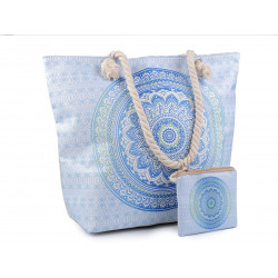 Letní / plážová taška mandala, paisley s taštičkou 39x50 cm modrá světlá 1ks