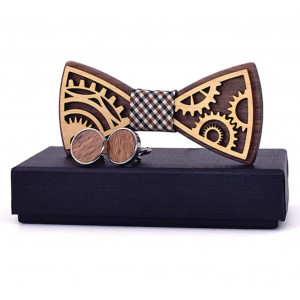 Dřevěný motýlek s manžetovými knoflíčky 709094