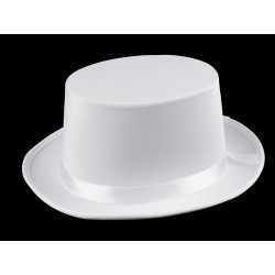 Dekorační klobouk / cylindr k dozdobení bílá sněhová 1ks