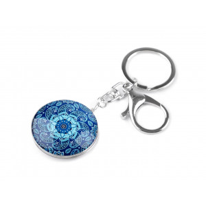 Přívěsek na klíče / kabelku mandala modrá 1ks