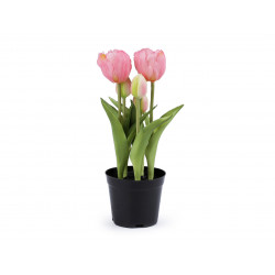 Umělé tulipány v květináči růžová sv. 1ks