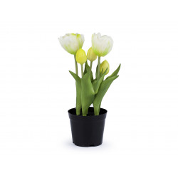 Umělé tulipány v květináči bílá 1ks