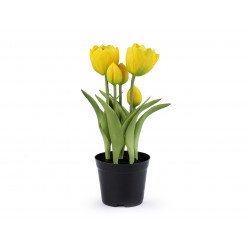 Umělé tulipány v květináči žlutá 1ks