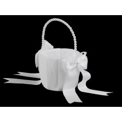 Svatební saténový košíček pro družičky, s perlami bílá 1ks