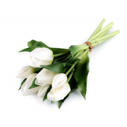 Umělá kytice tulipán bílá 1svaz.