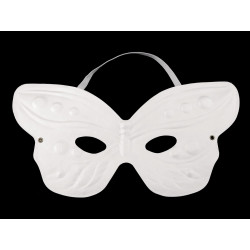 Karnevalová maska - škraboška k domalování motýl bílá 1ks