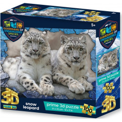 PRIME 3D Puzzle Animal planet: Ohrožené druhy - Sněžní leopardi 3D 100 dílků
