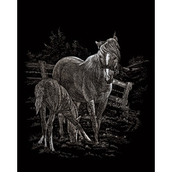 ROYAL and LANGNICKEL Stříbrný vyškrabovací obrázek -  Koně