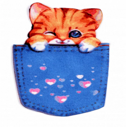 Textilní aplikace / nášivka kočka v kapsičce  2ks