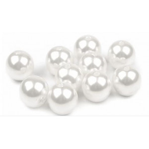Plastové voskové korálky / perly Glance Ø12 mm bílá 25 ks