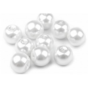 Skleněné voskové perly Ø10 mm bílá 50g