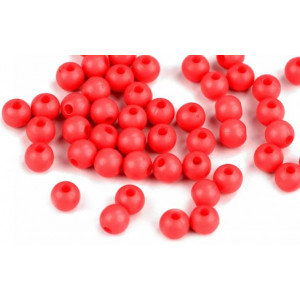 Plastové korálky Color Ø6 mm červená sv. 100 ks
