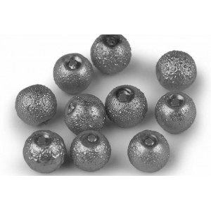 Skleněné voskové perly vroubkované Ø8 mm šedá hematit 40 ks