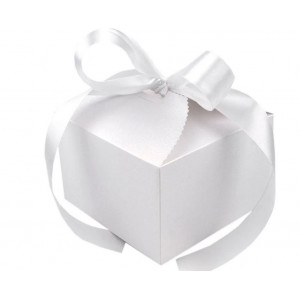 Papírová dárková krabička svatební se stuhou 10 ks bílá