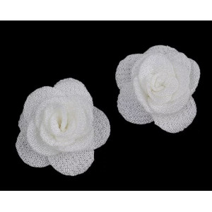 Textilní květ růže Ø30 mm krémová nejsvět. 10ks