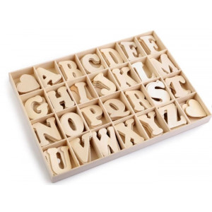 Samolepicí dřevěná písmena v krabici