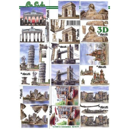 3D papíry pro vystřihování- Mix města 9 obrázků mini