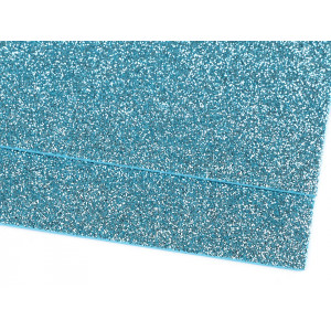 Pěnová guma Moosgummi s glitry 20x30 cm modrá ledová 2ks