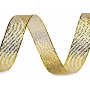 Brokátová stuha s lurexem šíře 15 mm zlatá 22.5m