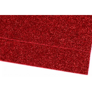 Pěnová guma Moosgummi s glitry 20x30 cm červená 2ks