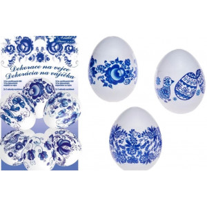 Smršťovací dekorace na vejce modré 10 ks+10 stojánků