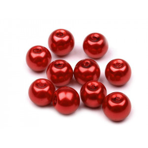 Skleněné voskové perly Ø8 mm červená jahoda 50g