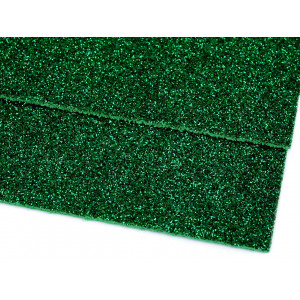 Pěnová guma Moosgummi s glitry 20x30 cm zelená vánoční 2ks