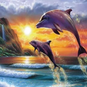 Diamantové malování Veselí delfíni 30x40cm