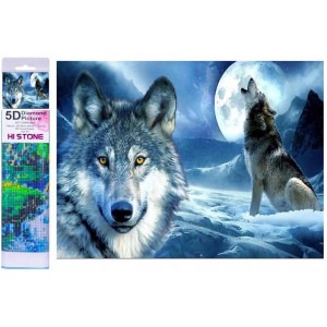 Diamantový obrázek - Vlk v zimě 30x40cm MM