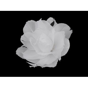 Růže z peří Ø10 cm s klipem bílá 1ks