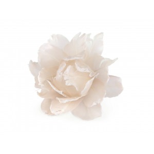 Růže z peří Ø10 cm s klipem krémová nejsvět. 1ks