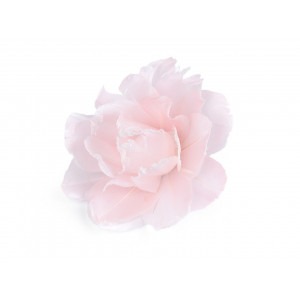 Růže z peří Ø10 cm s klipem růžová nejsv. 1ks
