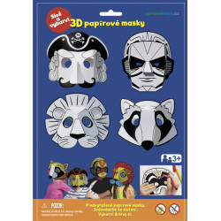 3D Karnevalové masky 4ks - Pirát , superhrdina, lev, mýval MM
