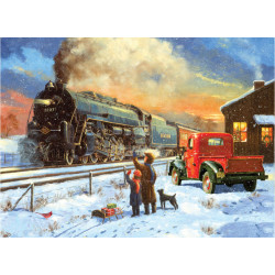 Malování podle čísel 40x32cm - Parní vlak v zimě