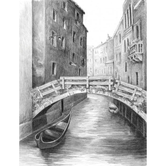 Malování SKICOVACÍMI TUŽKAMI - Benátský most