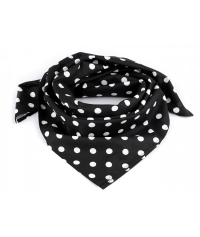 Bavlněný šátek s puntíky 65x65 cm černá 1ks